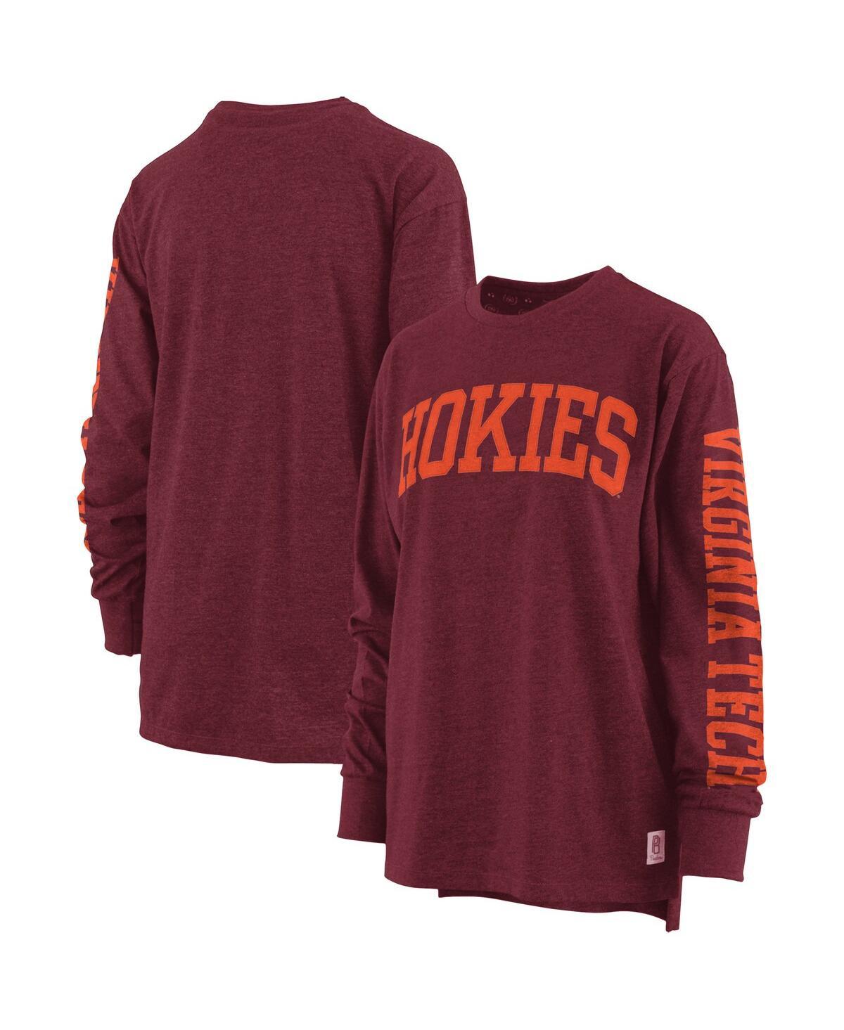 Women's Heathered Maroon Virginia Tech Hokies Two-Hit Canyon Long Sleeve T-shirt