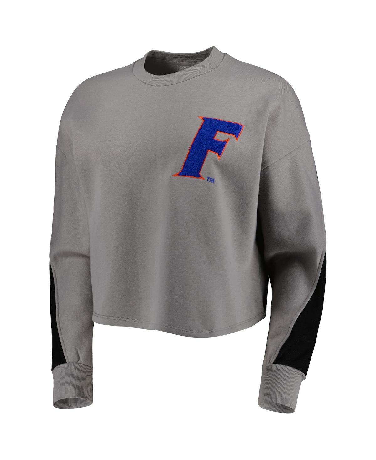 Women's Gray Florida Gators Back To Reality Colorblock Pullover Sweatshirt