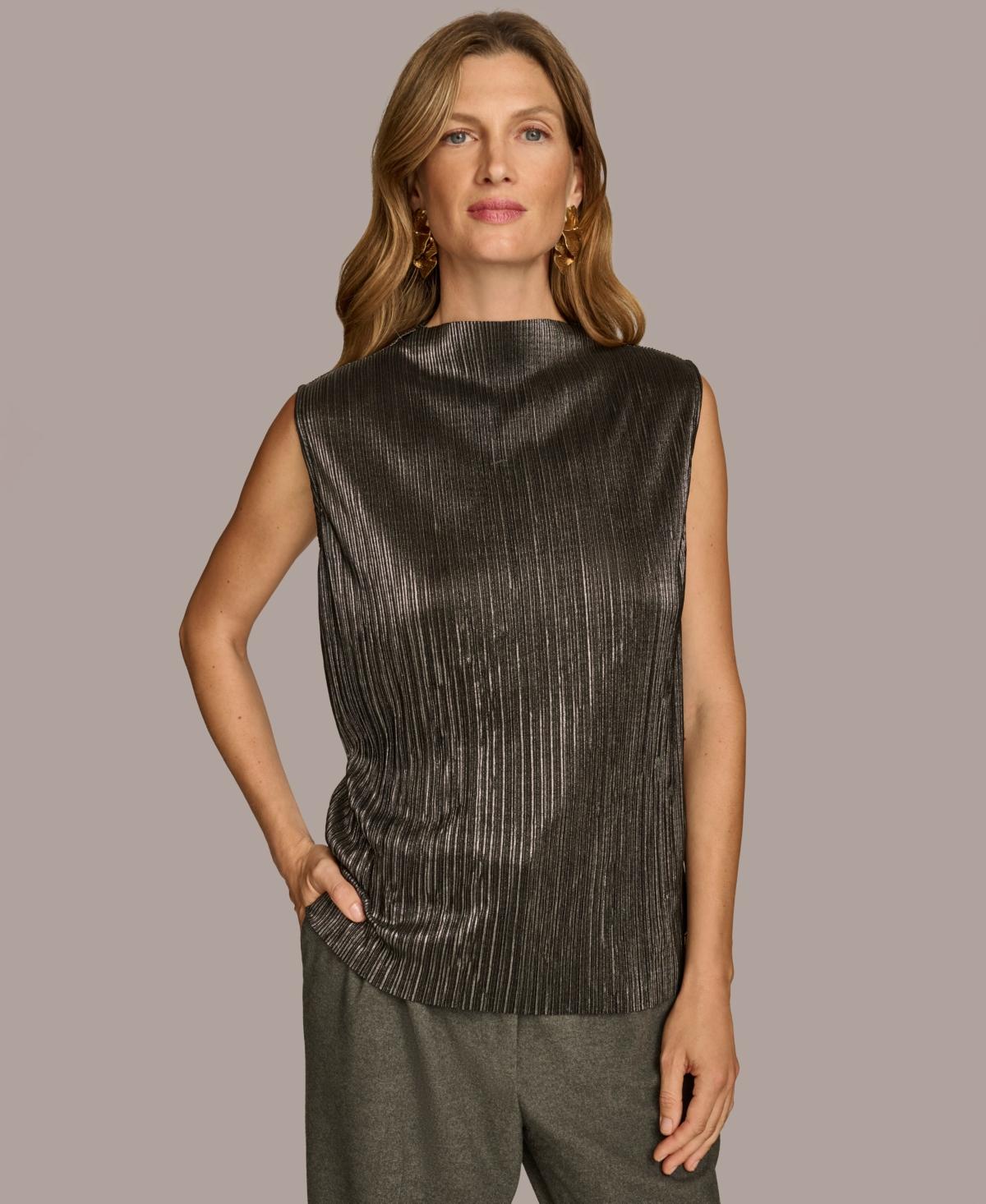 Women’s High-Neck Metallic Top