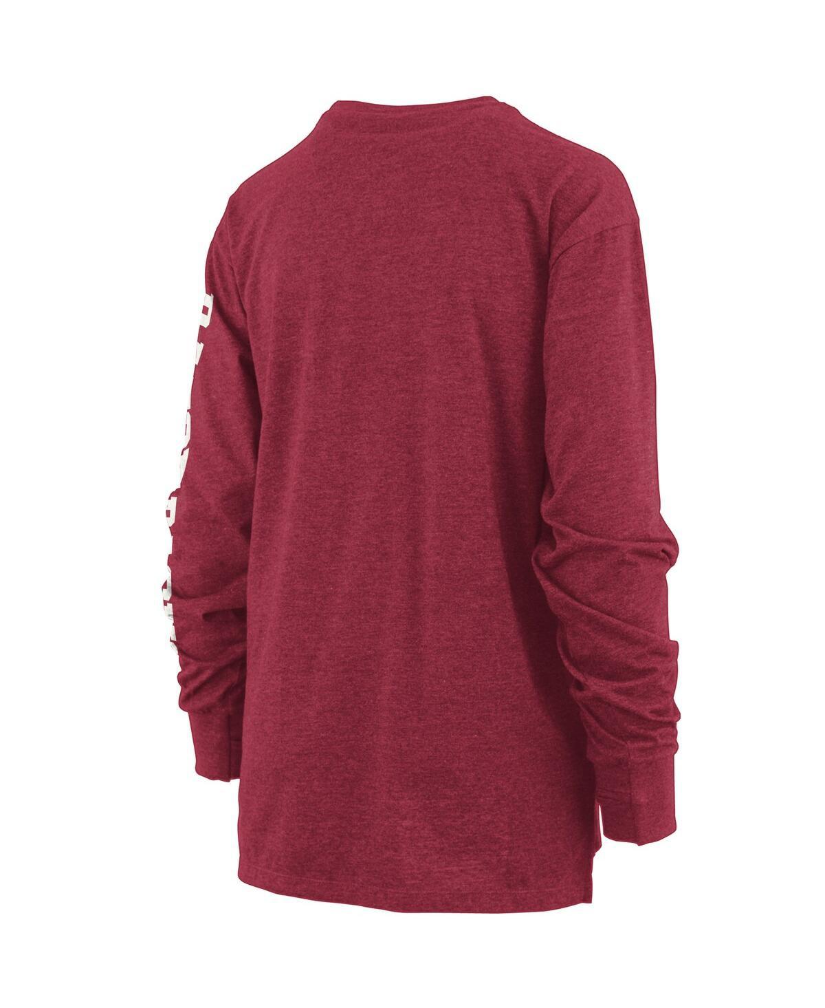 Women's Heathered Cardinal Arkansas Razorbacks Two-Hit Canyon Long Sleeve T-shirt