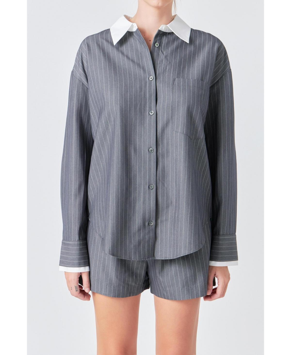 Women's Oversized Pinstripe Shirt