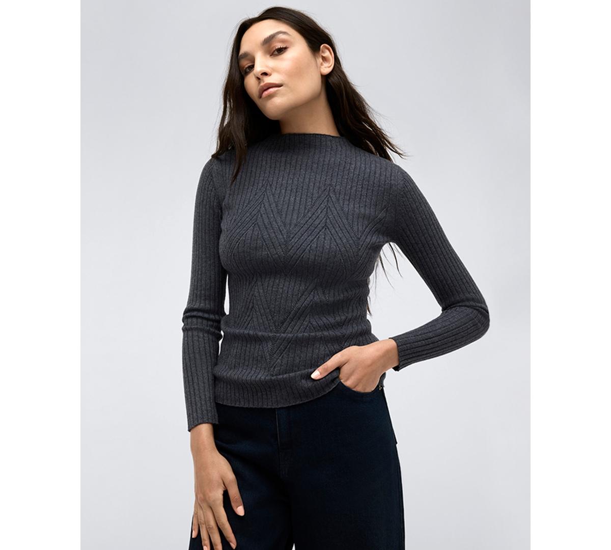 Women's Rib-Knit Chevron-Stitch Sweater