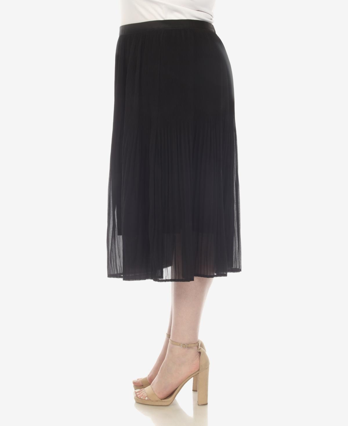 Plus Size Pleated Chiffon Midi Skirt