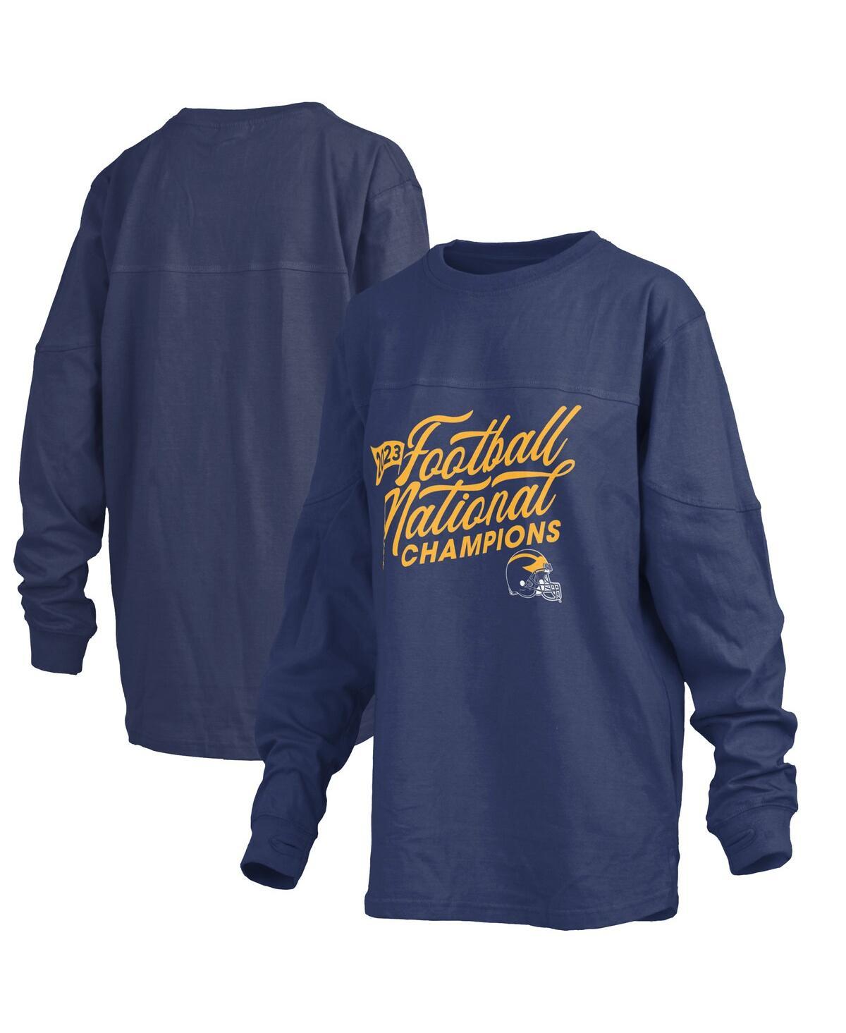 Women's Navy Michigan Wolverines College Football Playoff 2023 National Champions The Big Shirt Oversized Long Sleeve T-shirt