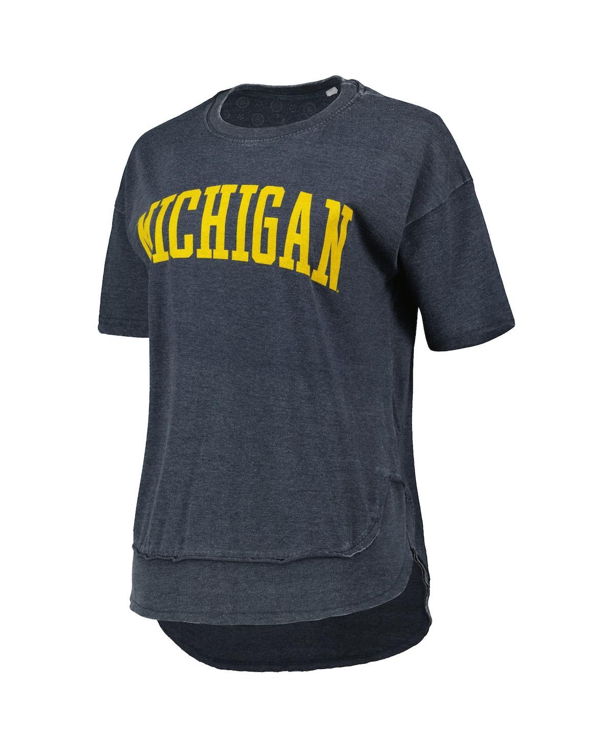 Women's Heathered Navy Michigan Wolverines Arch Poncho T-shirt