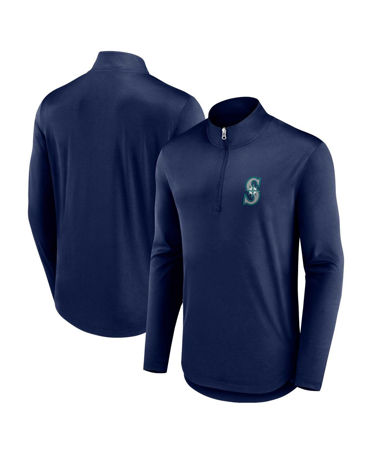 Men's Navy Seattle Mariners Quarterback Quarter-Zip Top