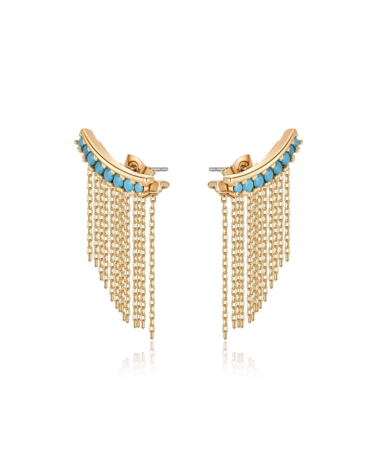 Turquoise Bead 18k Gold Plated Ear Crawler