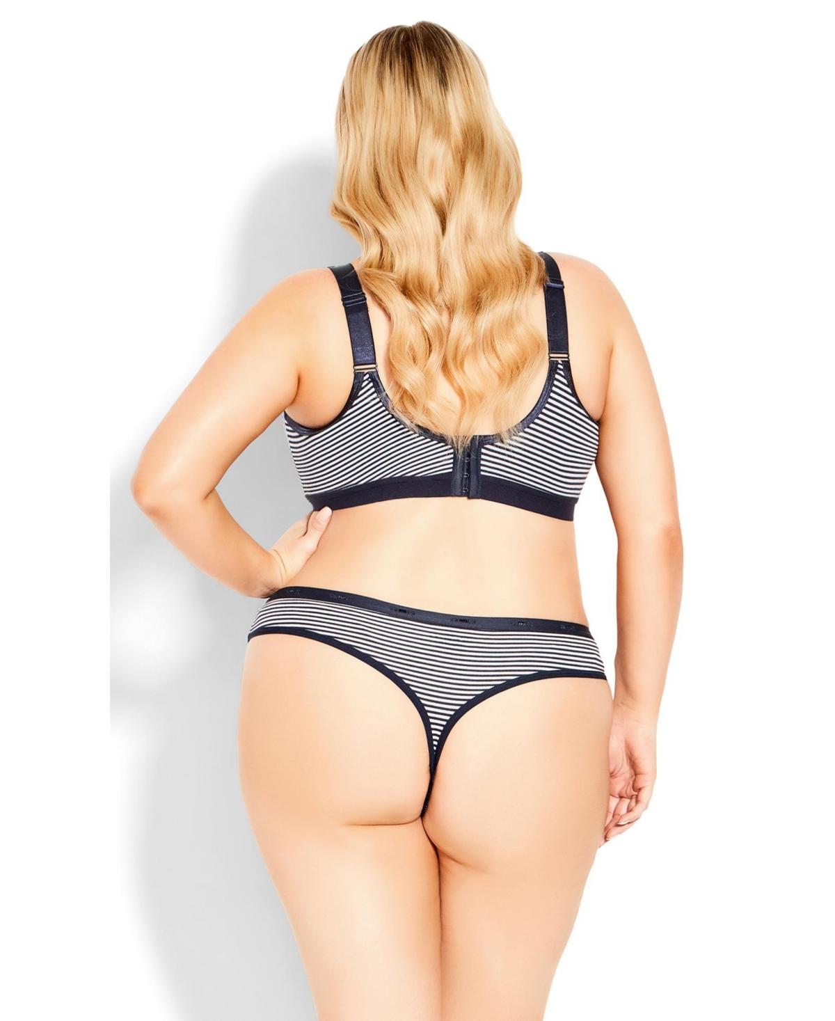 Plus Size Cotton Stripe Thong