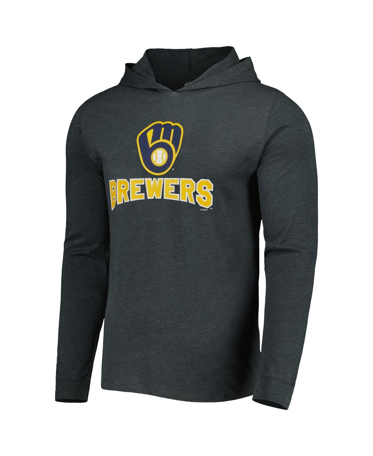 Men's Heather Navy, Heather Charcoal Milwaukee Brewers Meter Hoodie and Joggers Set