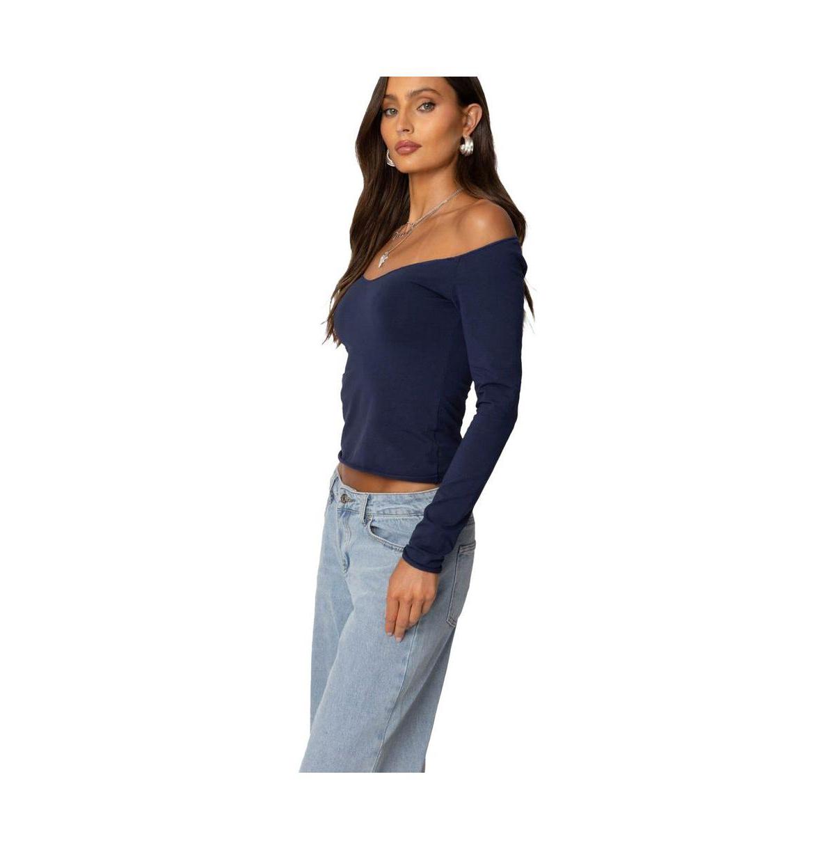 Women's Nattie Off Shoulder V Neck Top