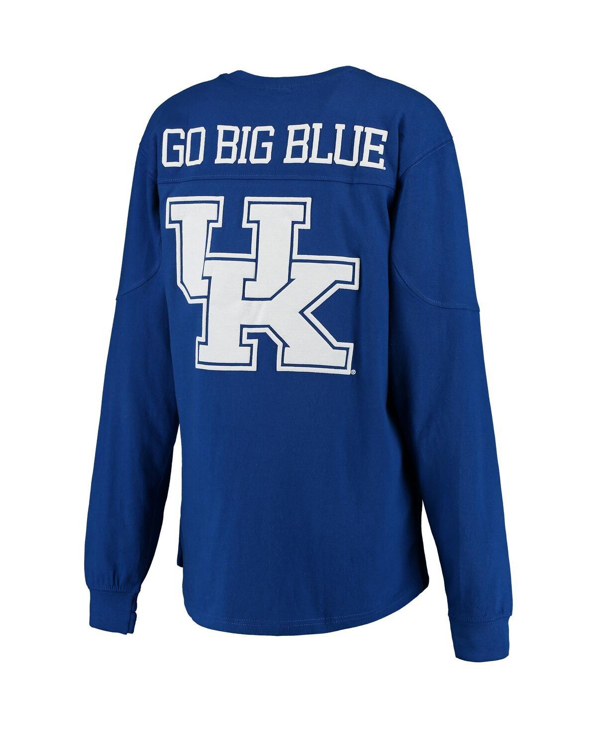 Women's Royal Kentucky Wildcats Team Logo The Big Shirt Oversized Long Sleeve Shirt