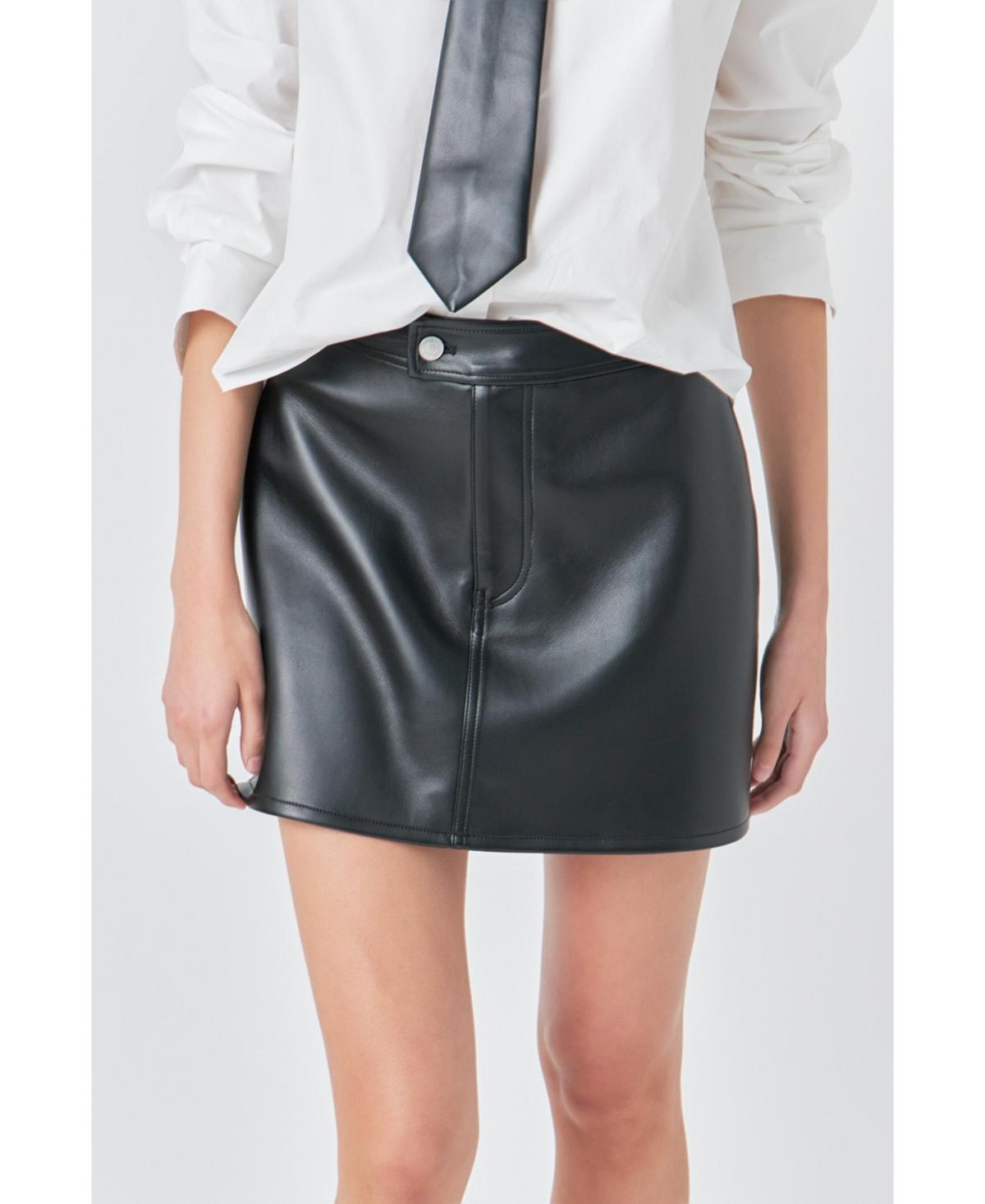 Women's A-Line Faux Leather Mini Skirt