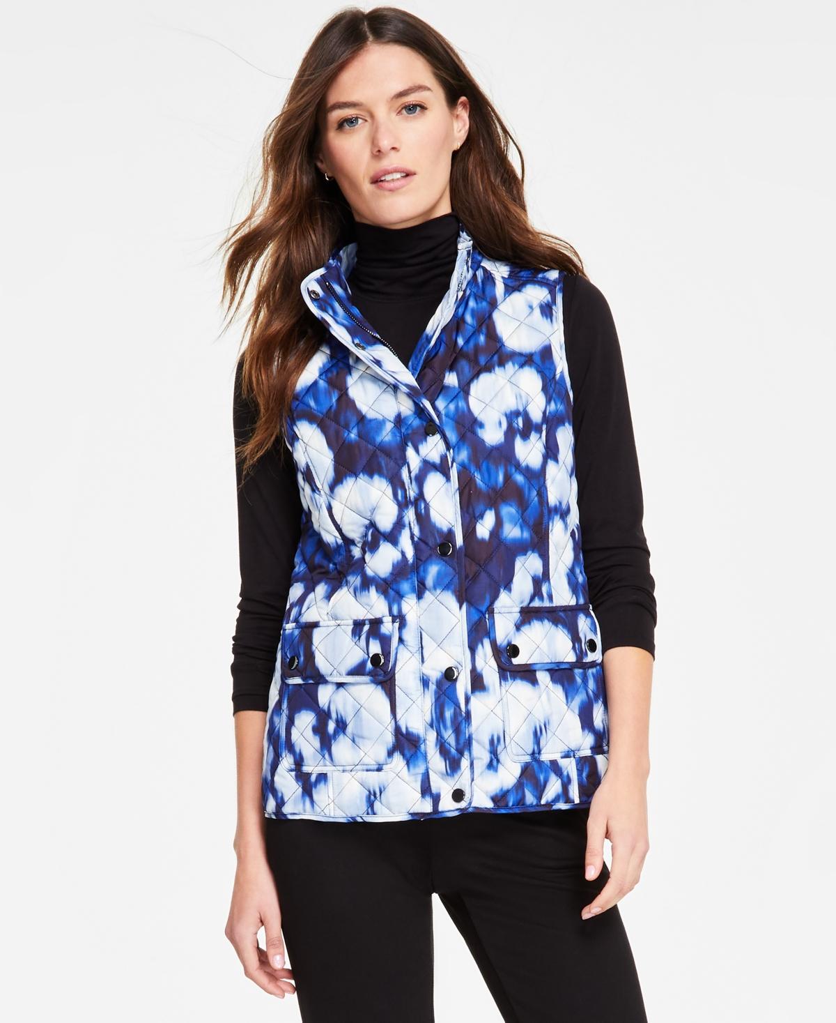 Women's Printed Quilted Patch-Pocket Vest