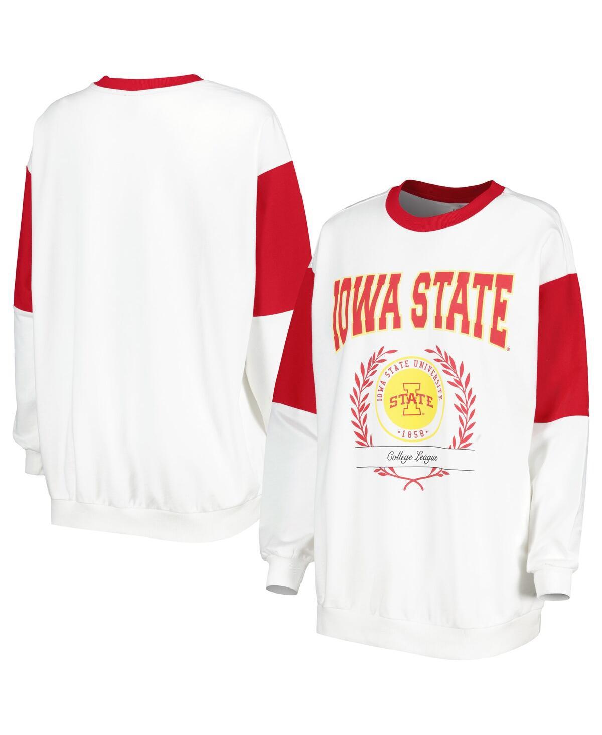 Women's White Iowa State Cyclones It's A Vibe Dolman Pullover Sweatshirt