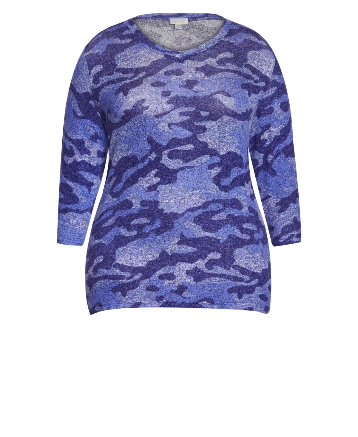 Plus Size Hacci Camo Top