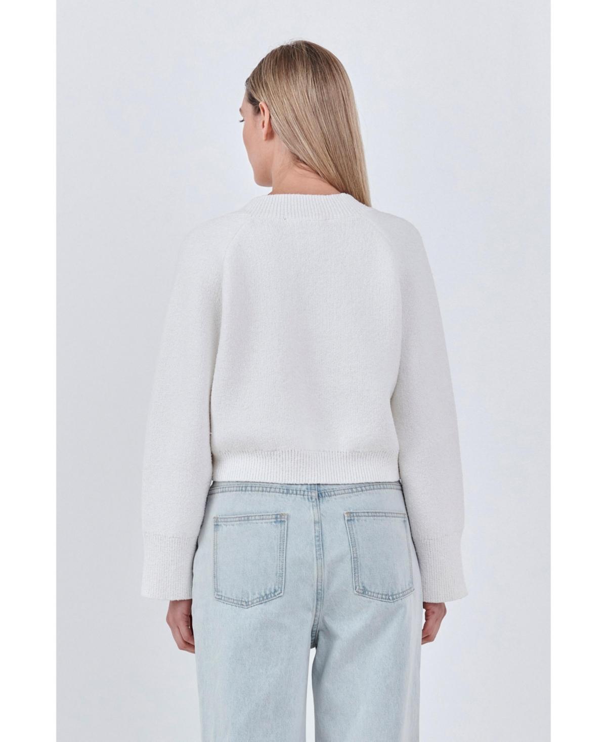 Women's V-neck Cropped Knit Sweater