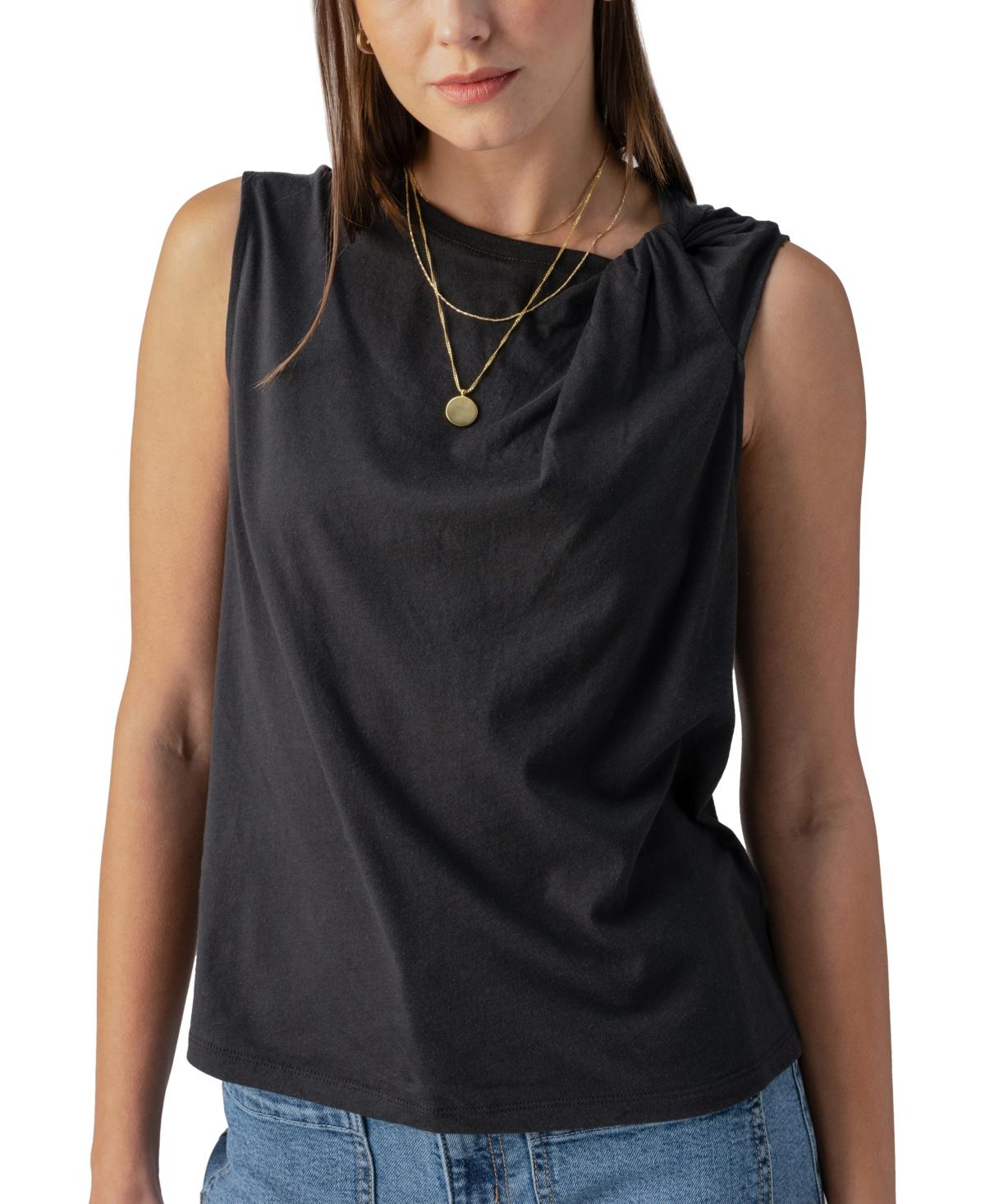 Women's Sun's Out Cotton Knotted Sleeveless Tee