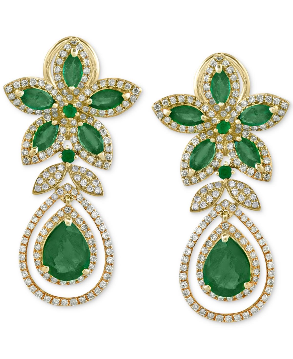 Brasilica by EFFY® Emerald (5-1/4 ct. t.w.) and Diamond (1-1/4 ct. t.w.) Teardrop Earrings in 14k Gold or 14k White Gold, Created for Macy's