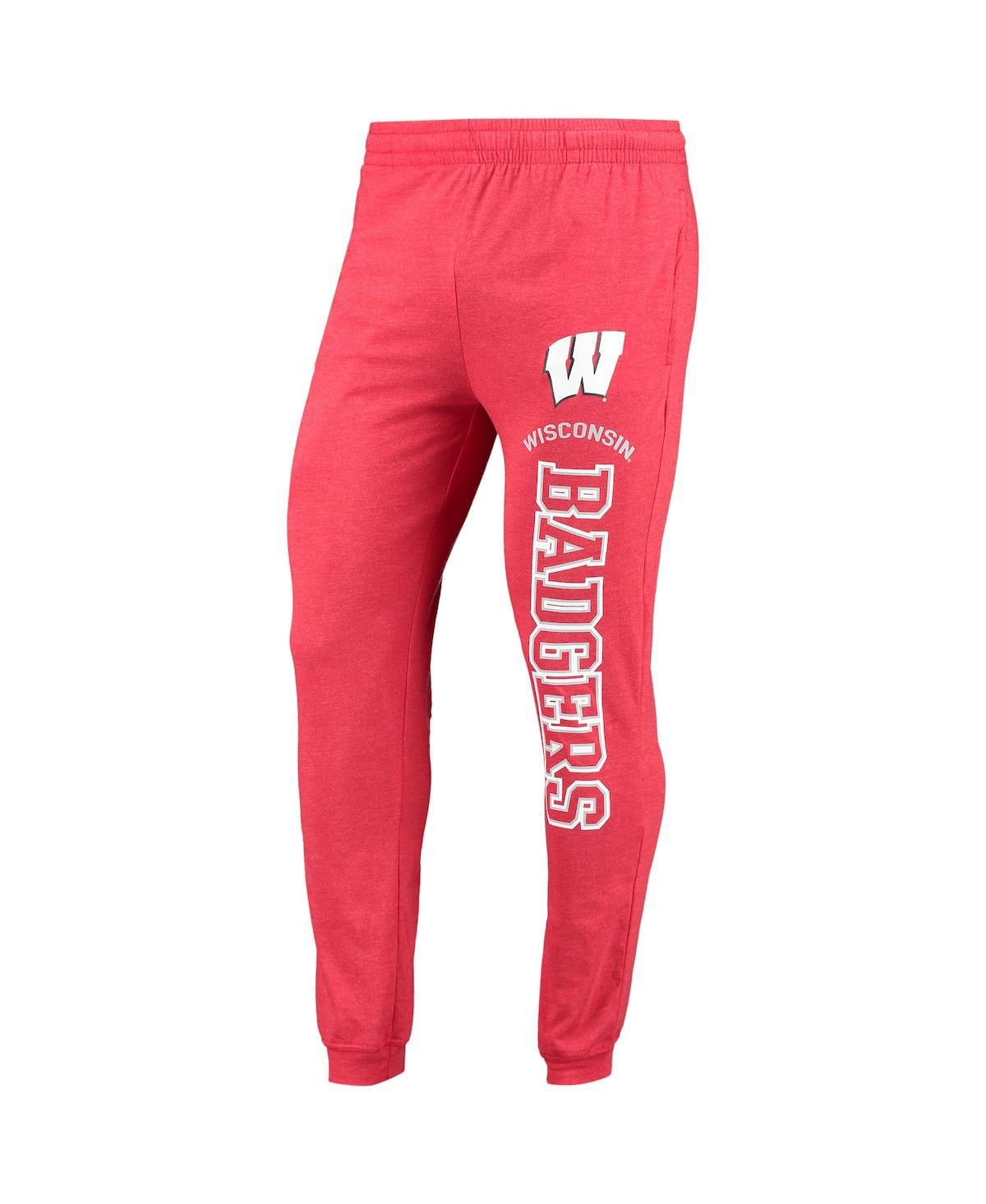 Men's Heathered Red, Heathered Charcoal Wisconsin Badgers Meter Long Sleeve Hoodie T-shirt and Jogger Pants Set