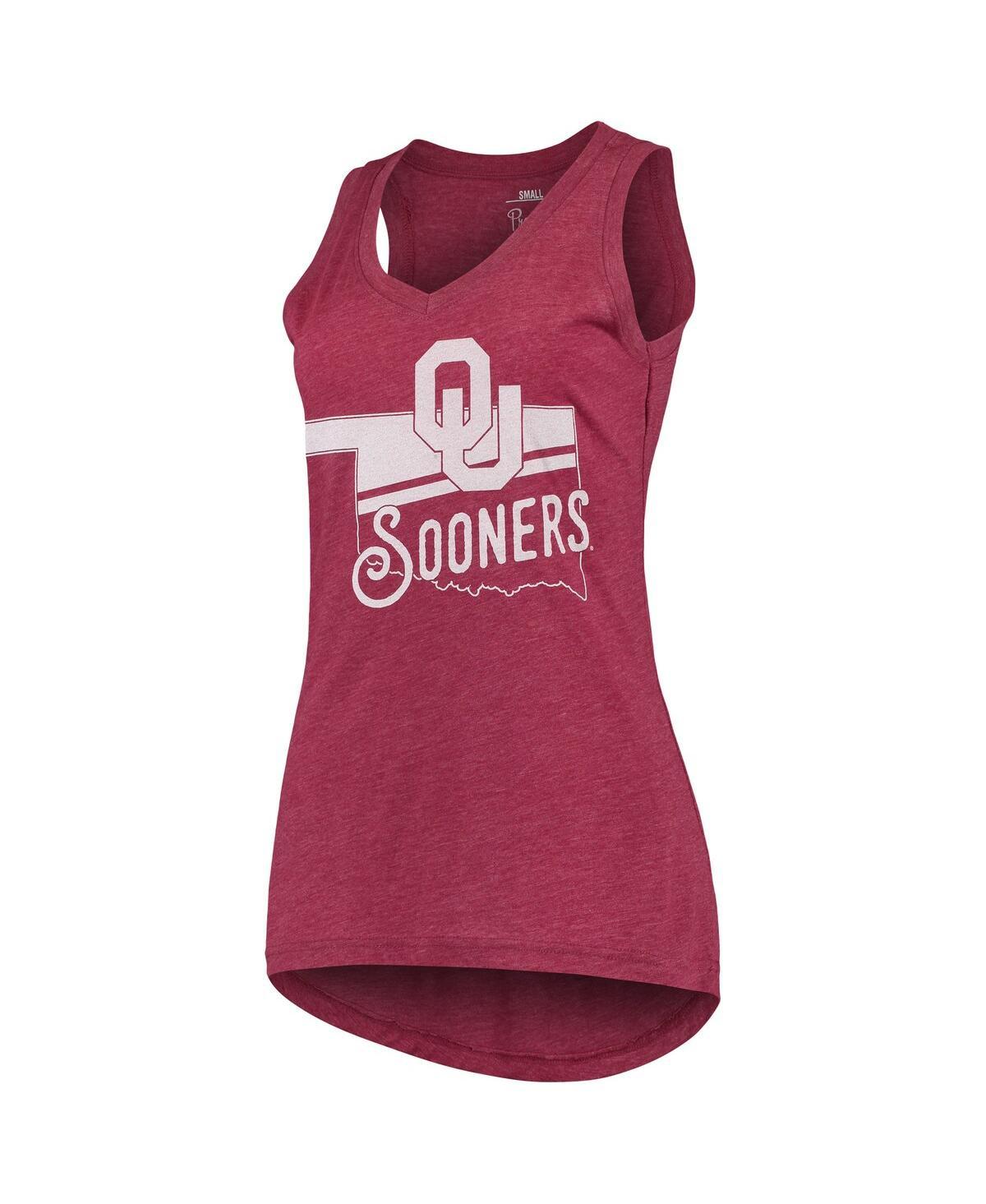 Women's Crimson Oklahoma Sooners Ferris Melange V-Neck Tank Top