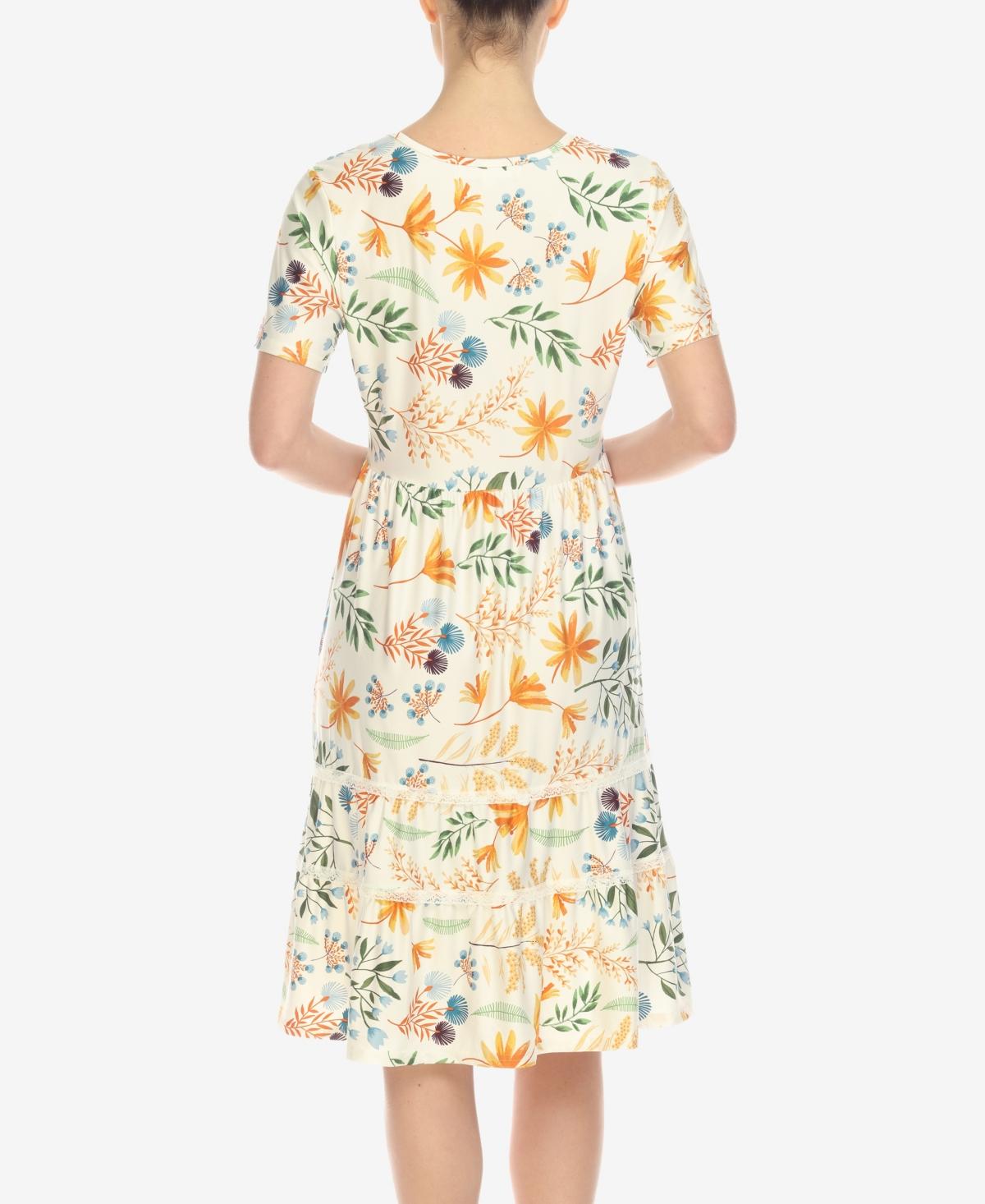 Women's Floral Short Sleeve Knee Length Dress