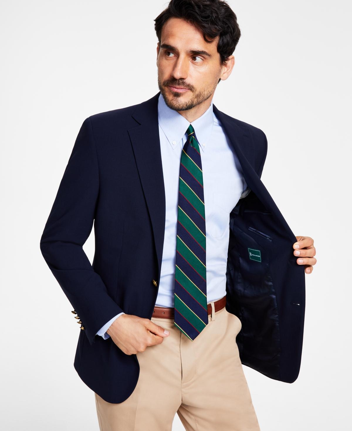 Men's Classic-Fit Navy Stretch Wool Blend Blazer