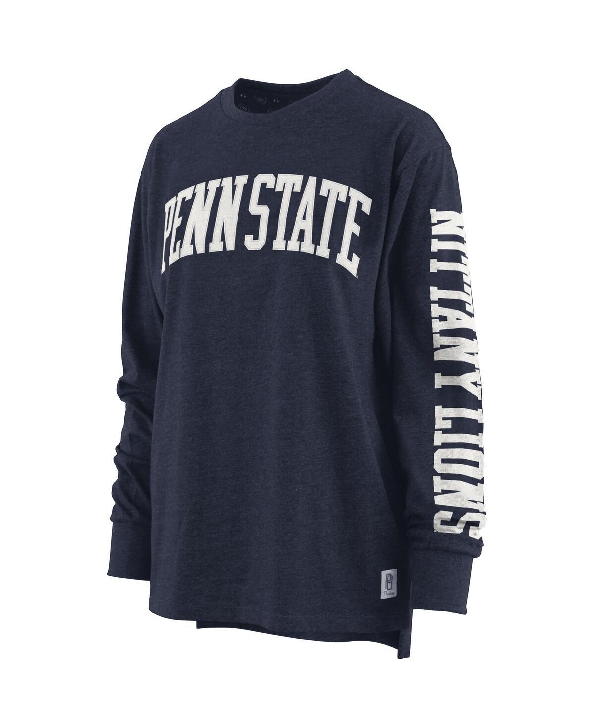 Women's Heathered Navy Penn State Nittany Lions Two-Hit Canyon Long Sleeve T-shirt