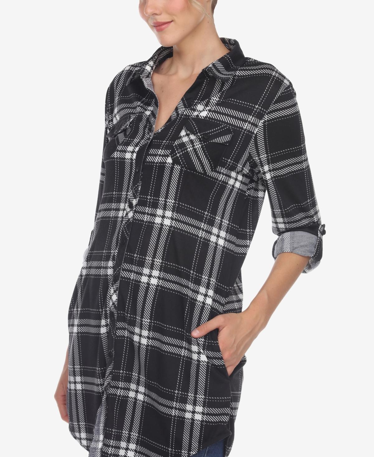 Women's Plaid Tunic Top Shirt