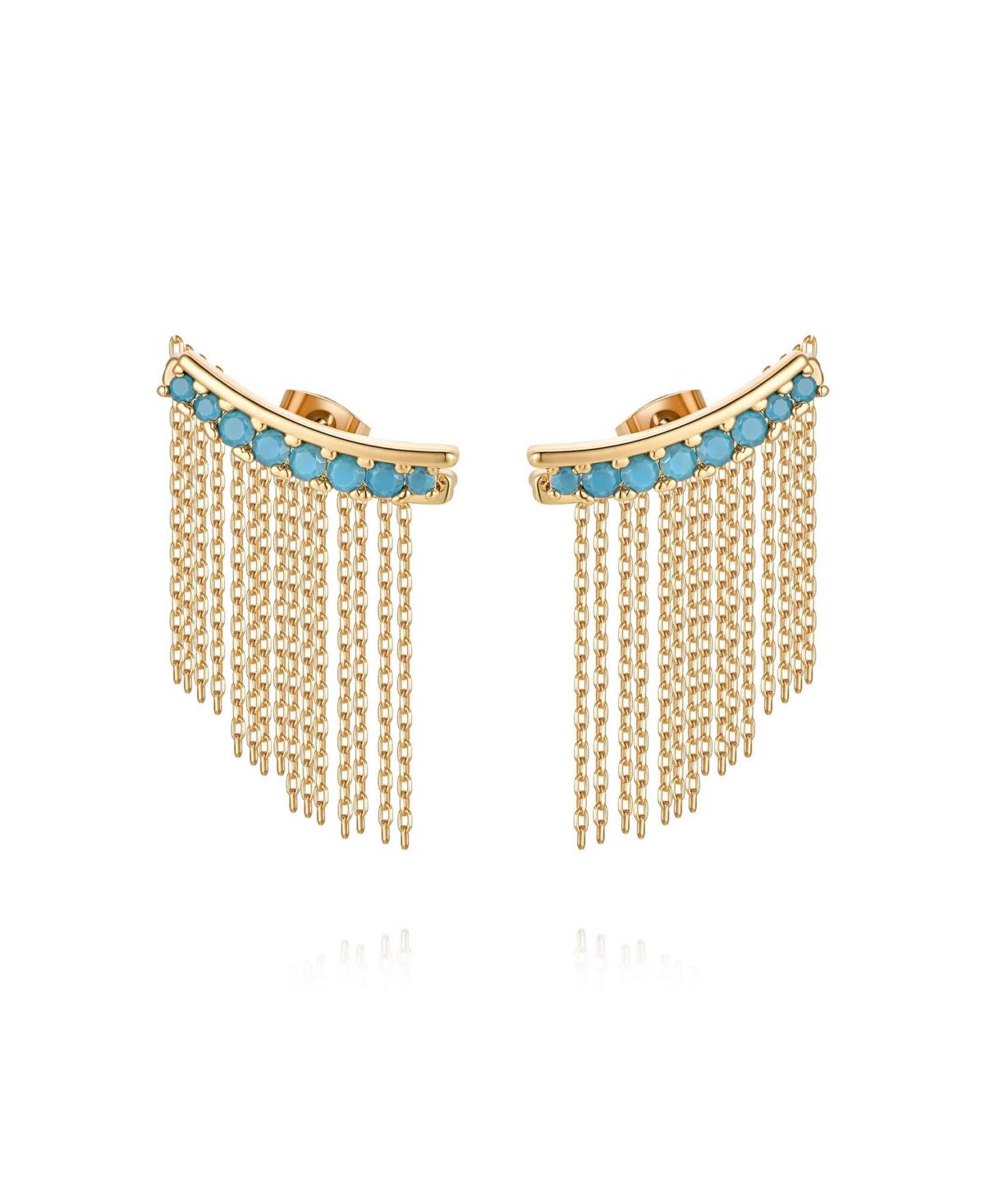 Turquoise Bead 18k Gold Plated Ear Crawler