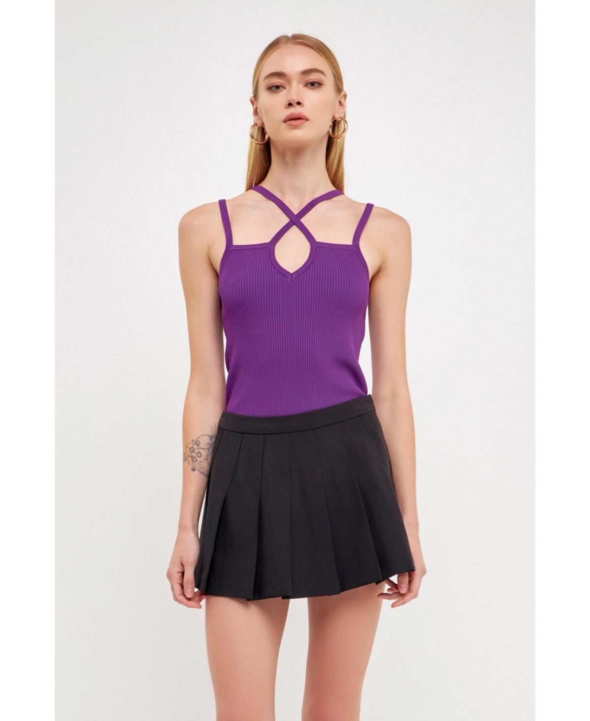 Women's Strap Detail Fitted Knit Top