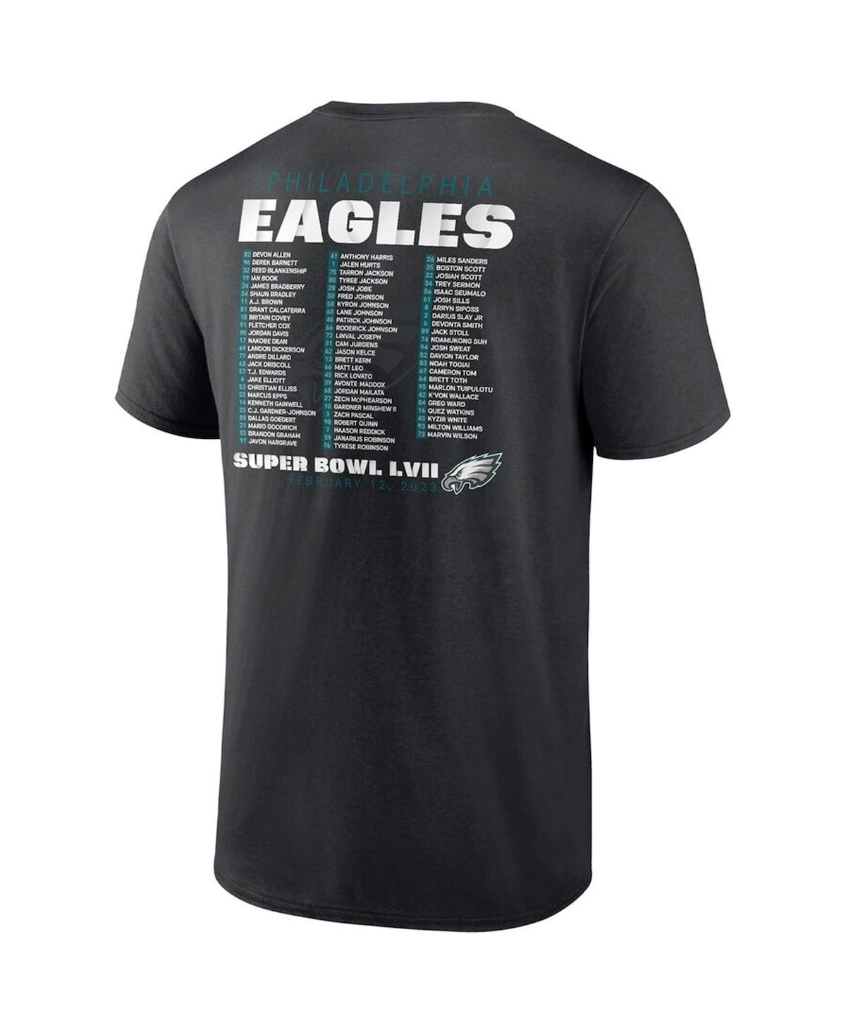 Men's Black Philadelphia Eagles Super Bowl LVII Varsity Team Roster Big and Tall T-shirt