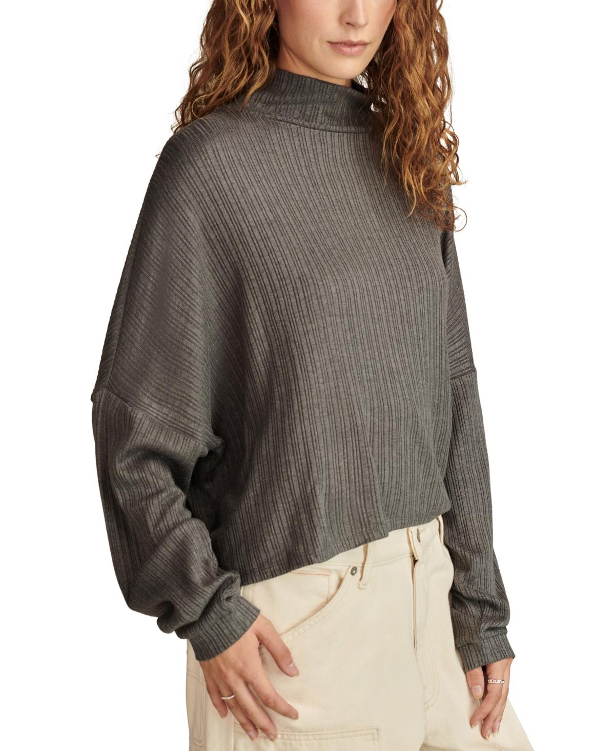 Women's Cloud Ribbed Knit Mock Neck Top