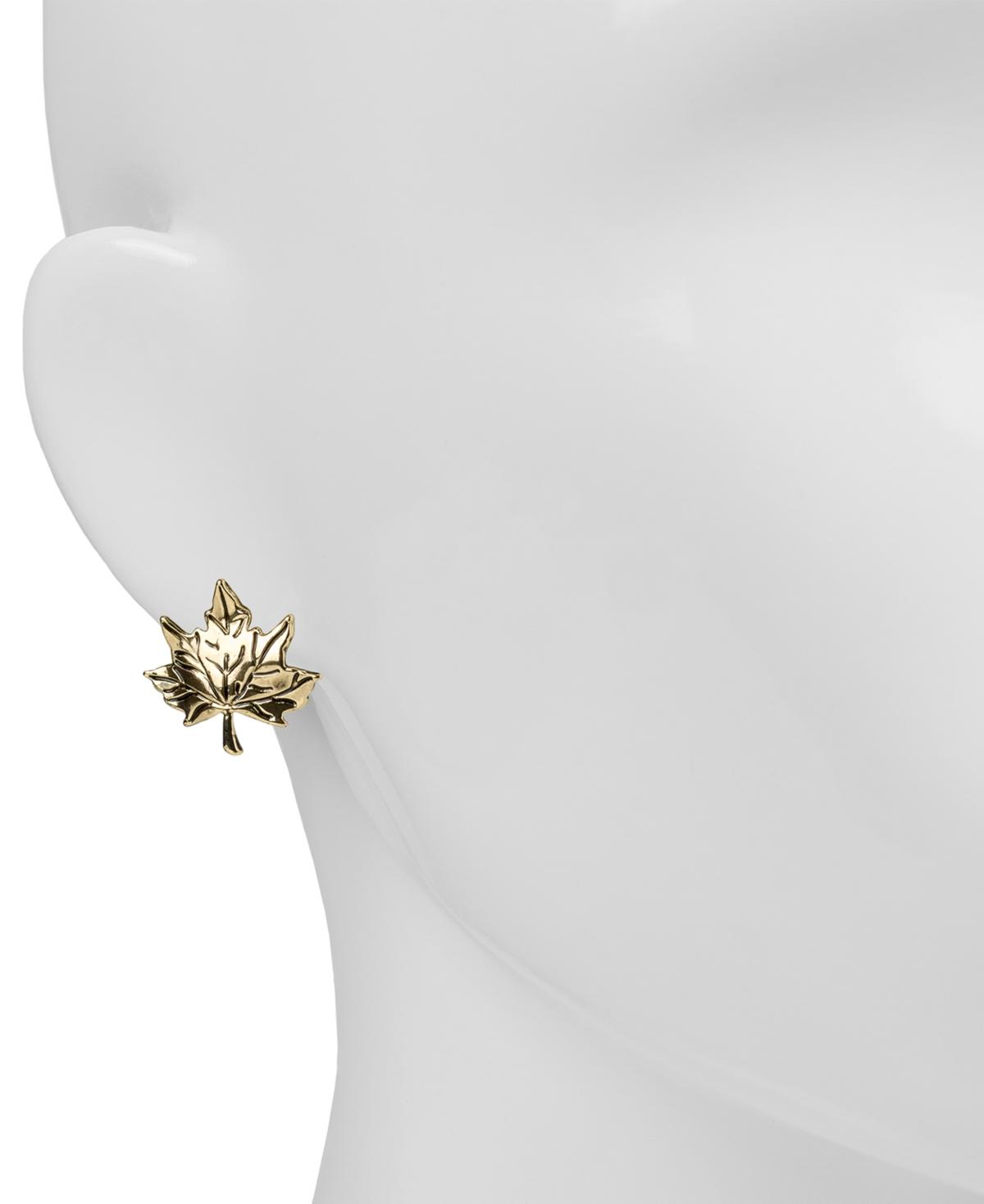 Gold-Tone Maple Leaf Stud Earrings