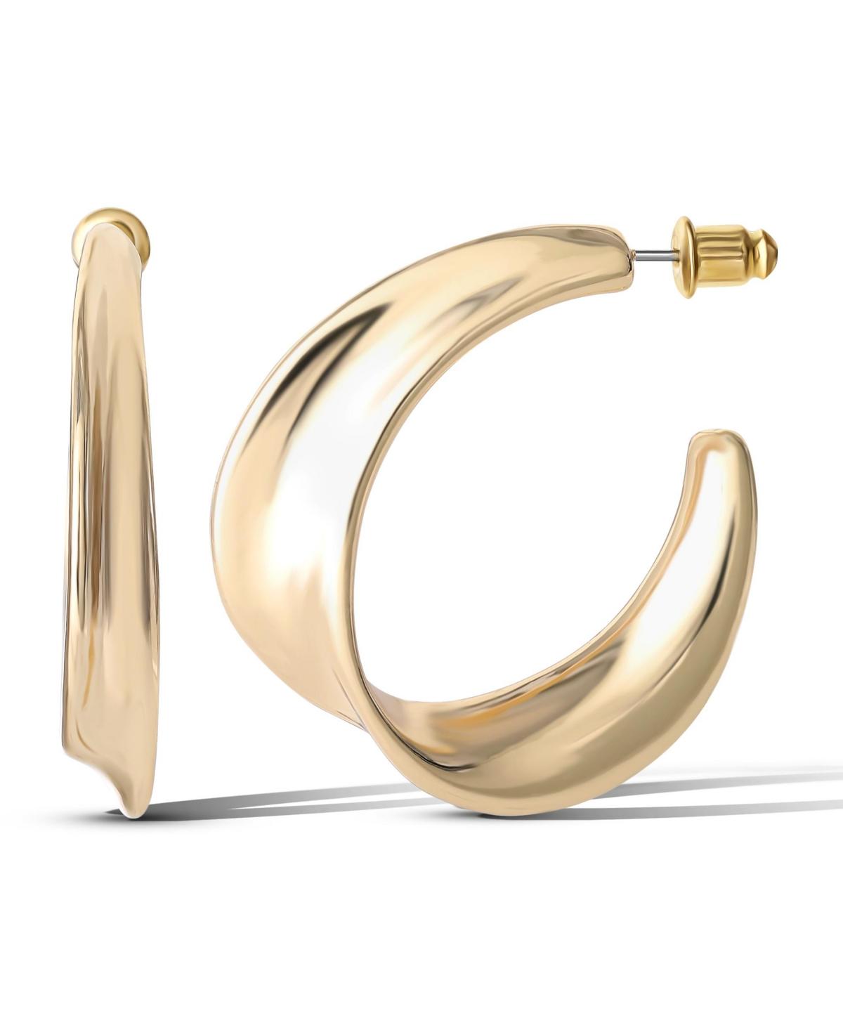 Gold-Tone Twisted Crescent Hoop Earrings