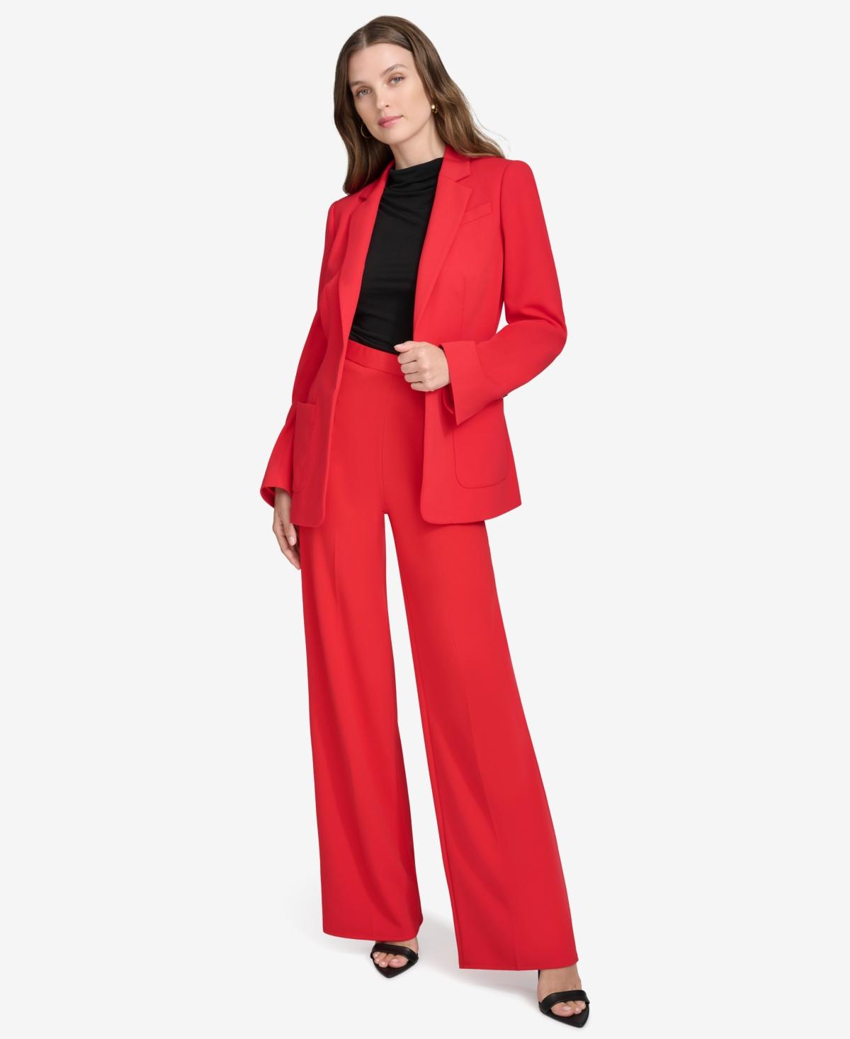 Women's Notch-Collar Belted Open-Front Blazer