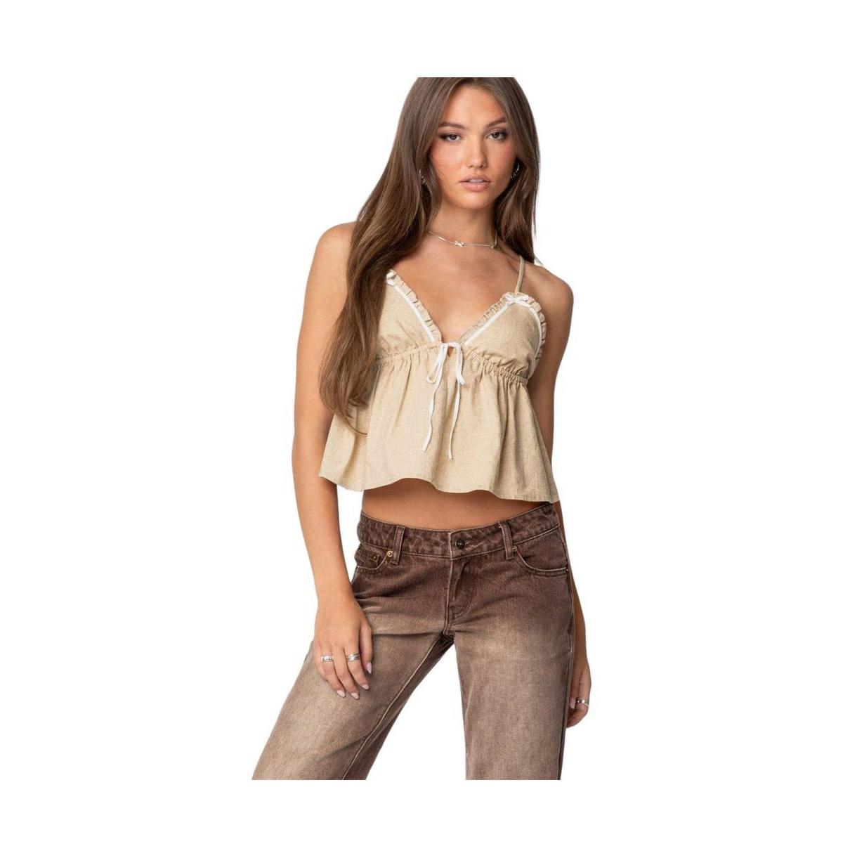 Women's Claire Linen Look Babydoll Top