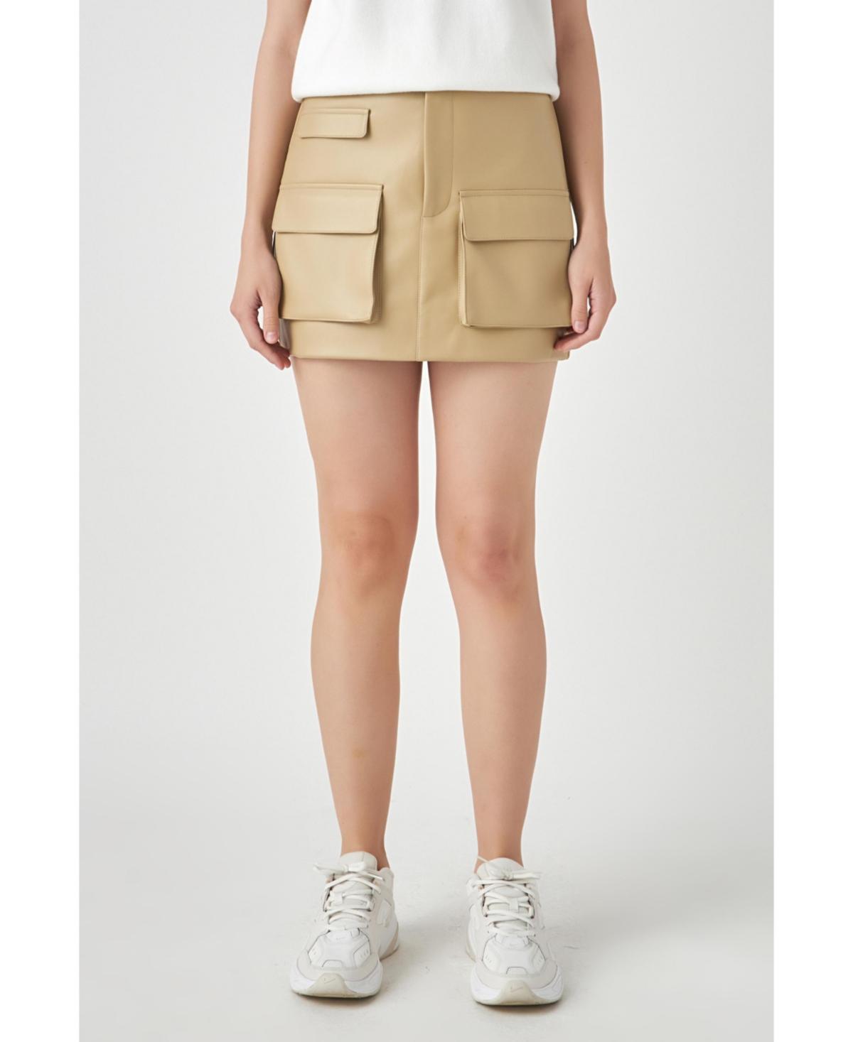 Women's Low Waisted Cargo Mini Skirt