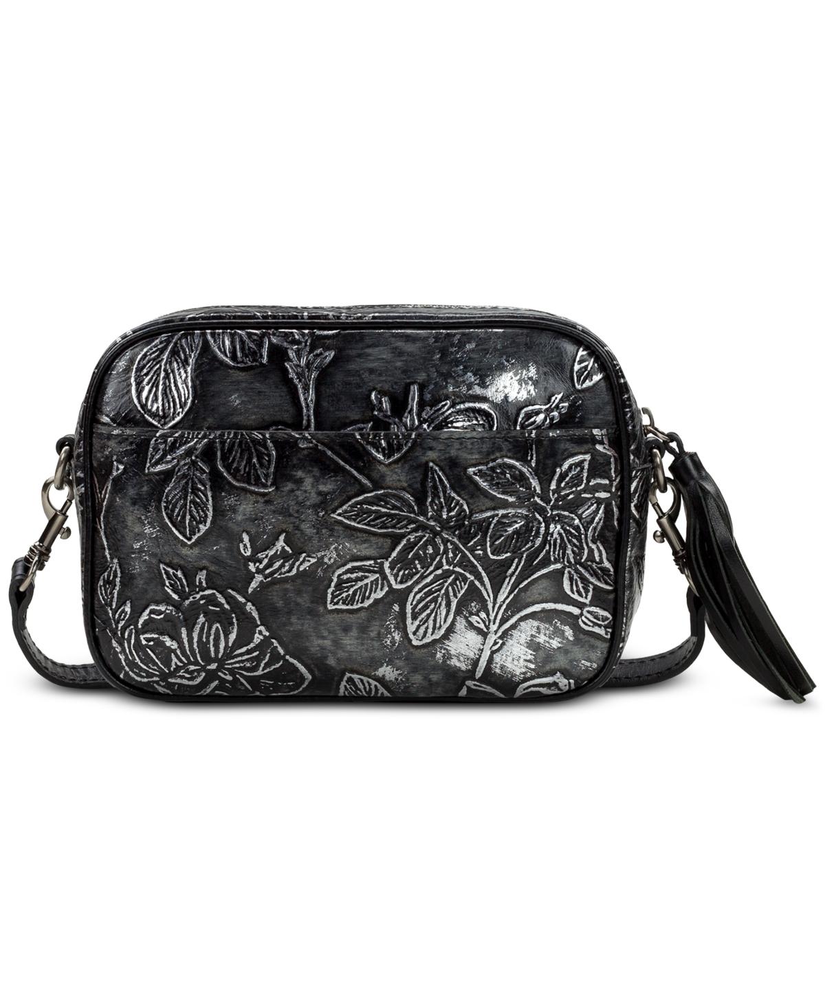 Josie Small Rectangle Bark Leaves Leather Crossbody, Created for Macy's 