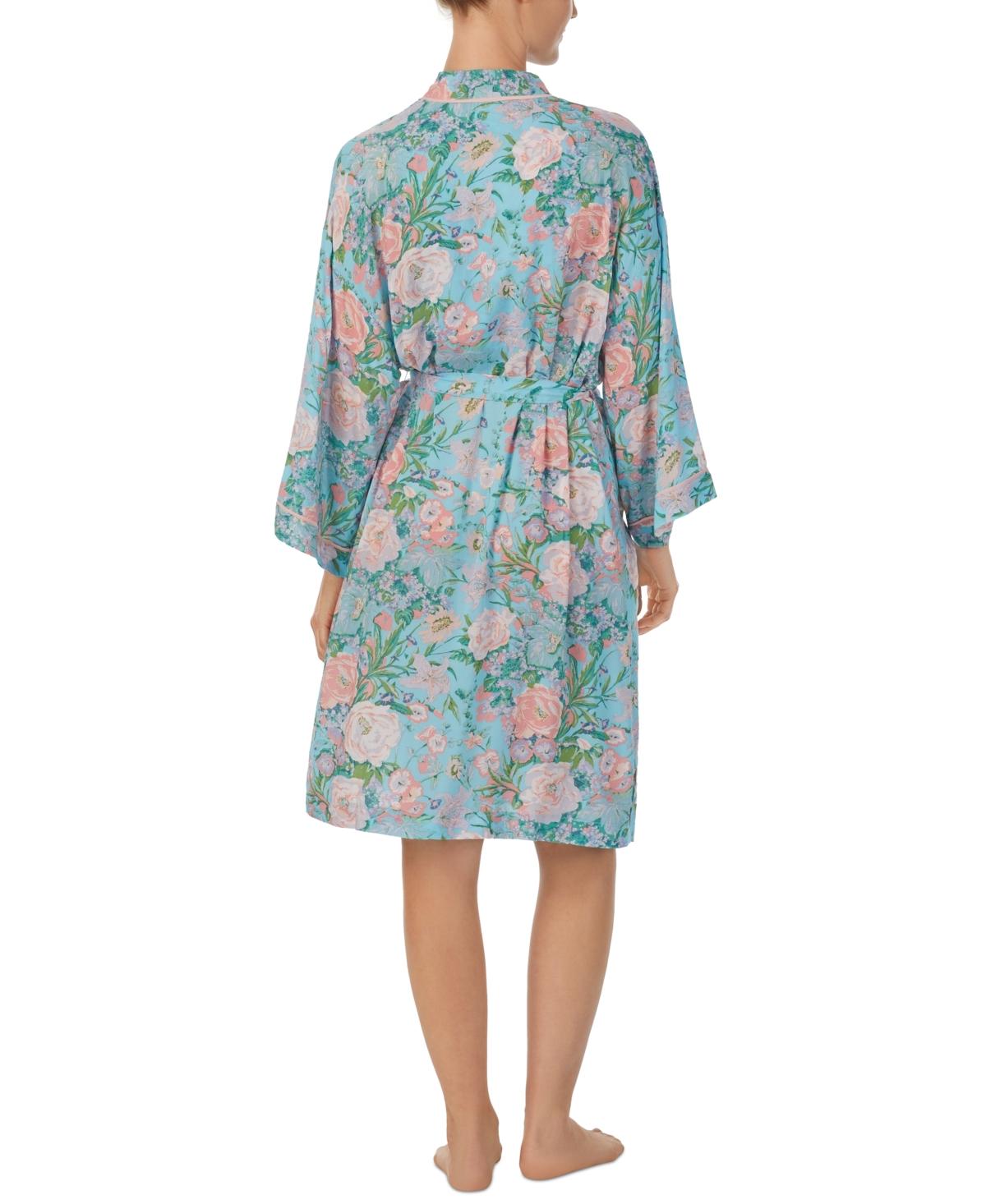 Women's Floral 3/4-Sleeve Wrap Robe