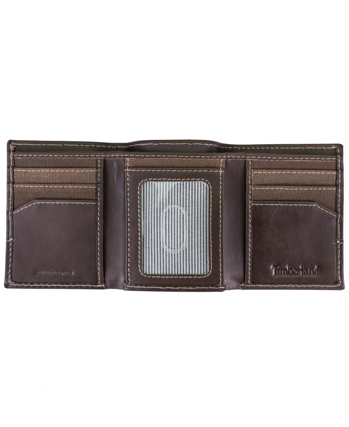 Men's Canvas Trifold Leather Wallet