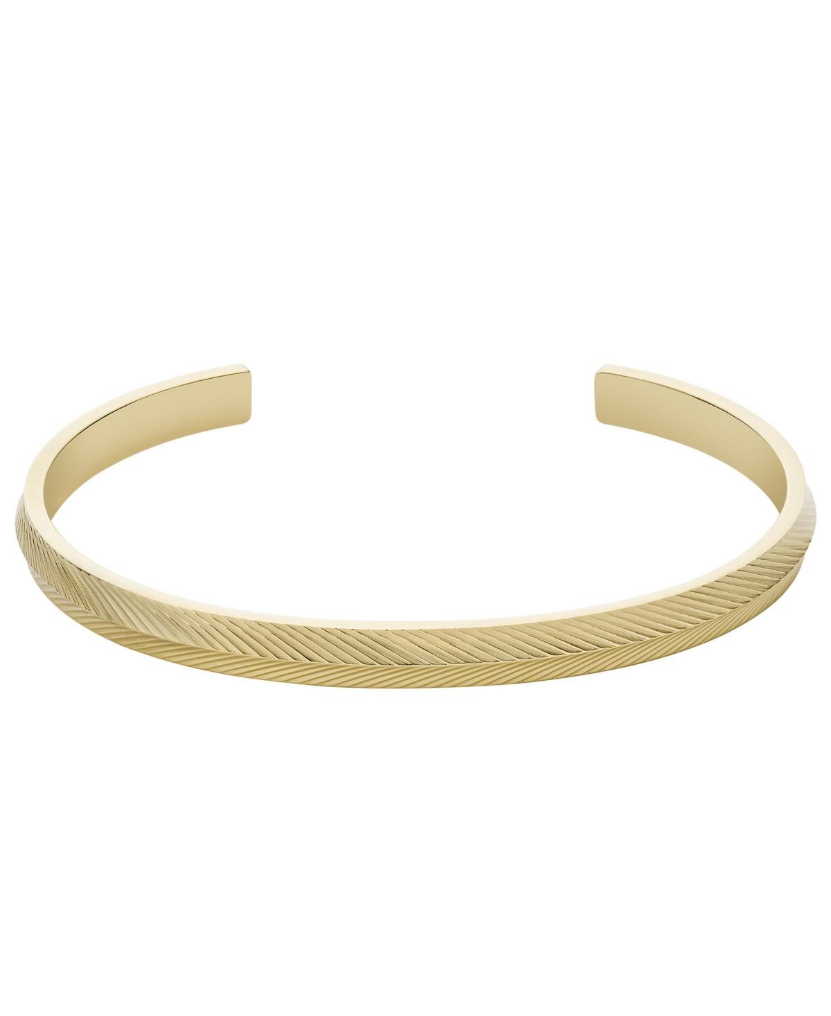 Sadie Linear Texture Gold-tone Stainless Steel Bangle Bracelet