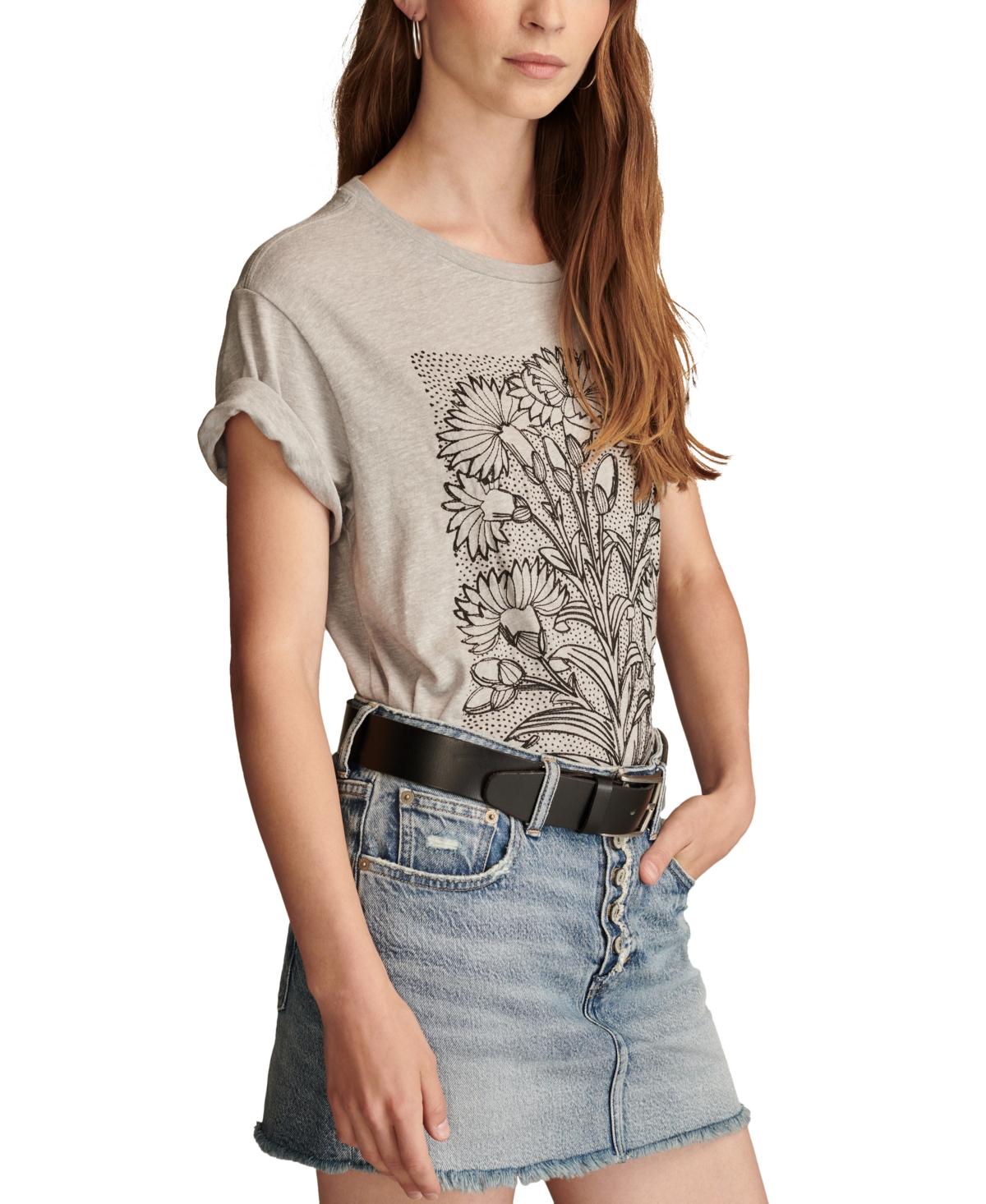 Women's Floral Embroidered Cotton Boyfriend T-Shirt