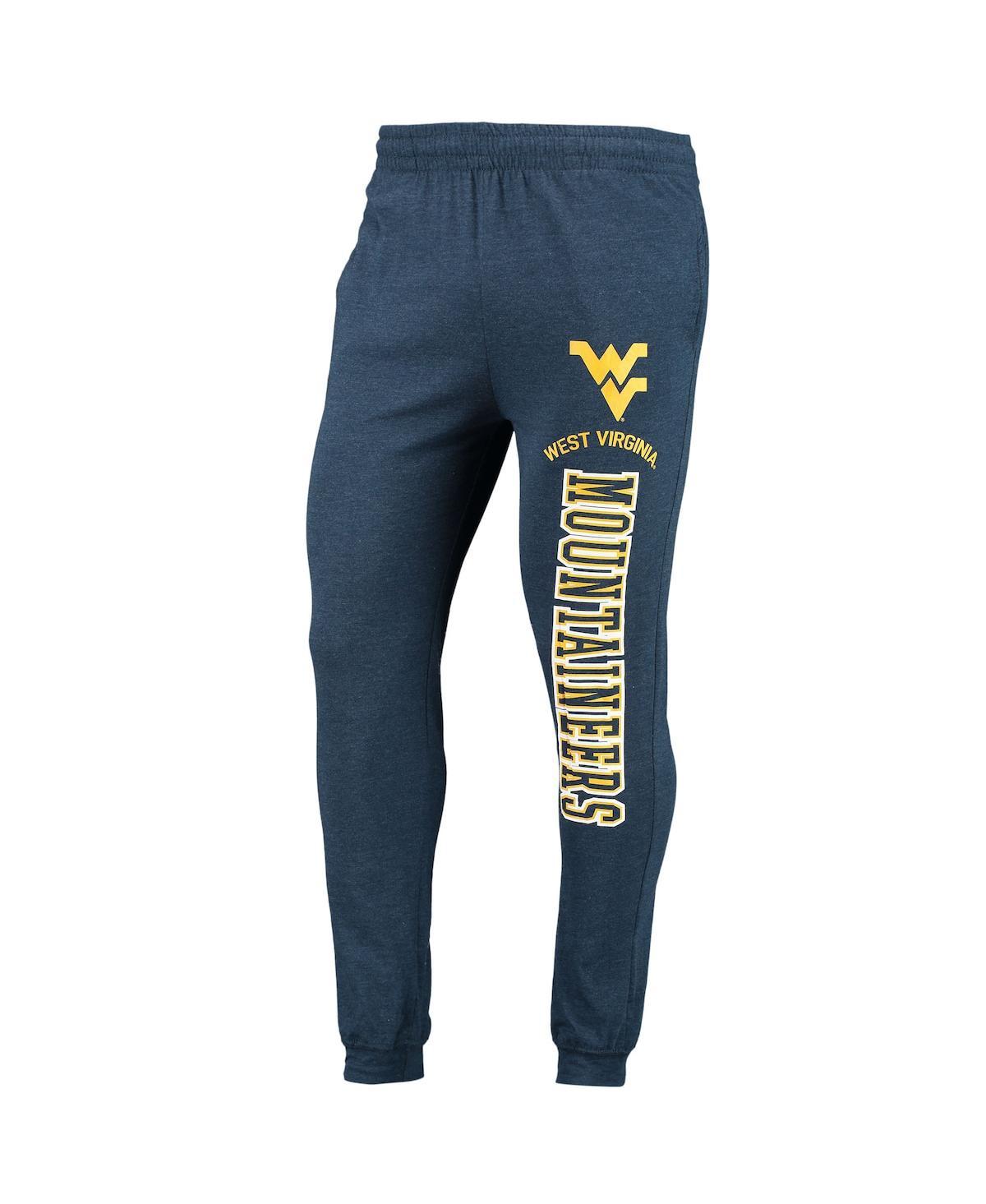 Men's Heathered Navy, Heathered Charcoal West Virginia Mountaineers Meter Long Sleeve Hoodie T-shirt and Jogger Pants Set