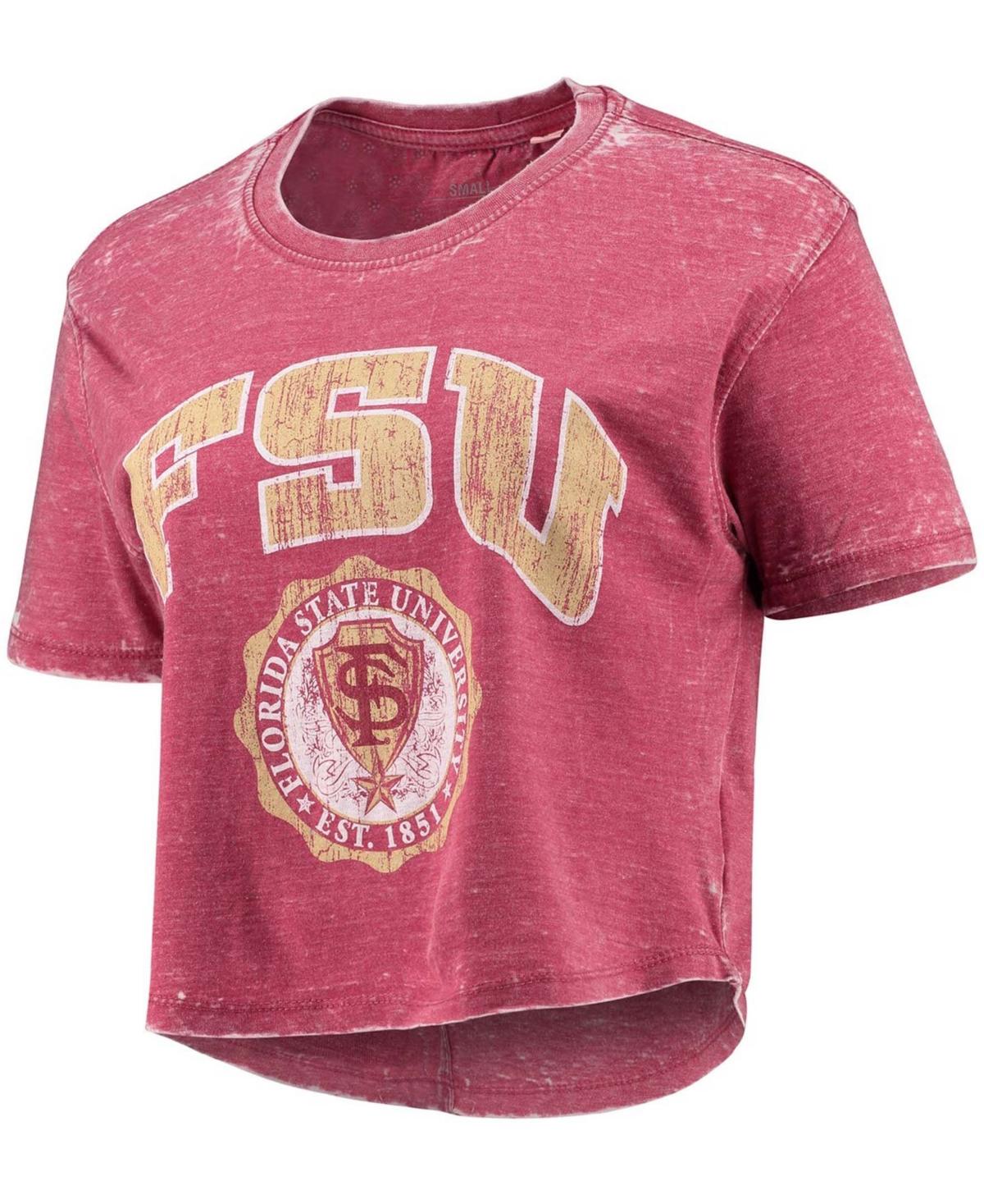 Women's Garnet Florida State Seminoles Edith Vintage-Inspired Burnout Crop T-shirt