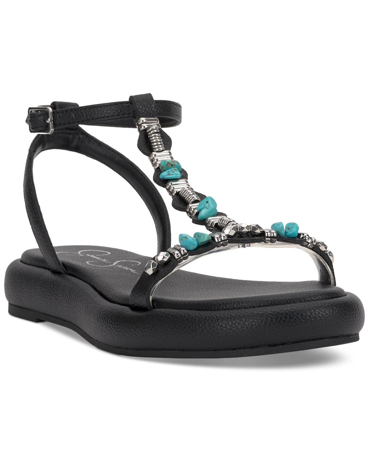 Eshily Bead Embellished Platform Sandals