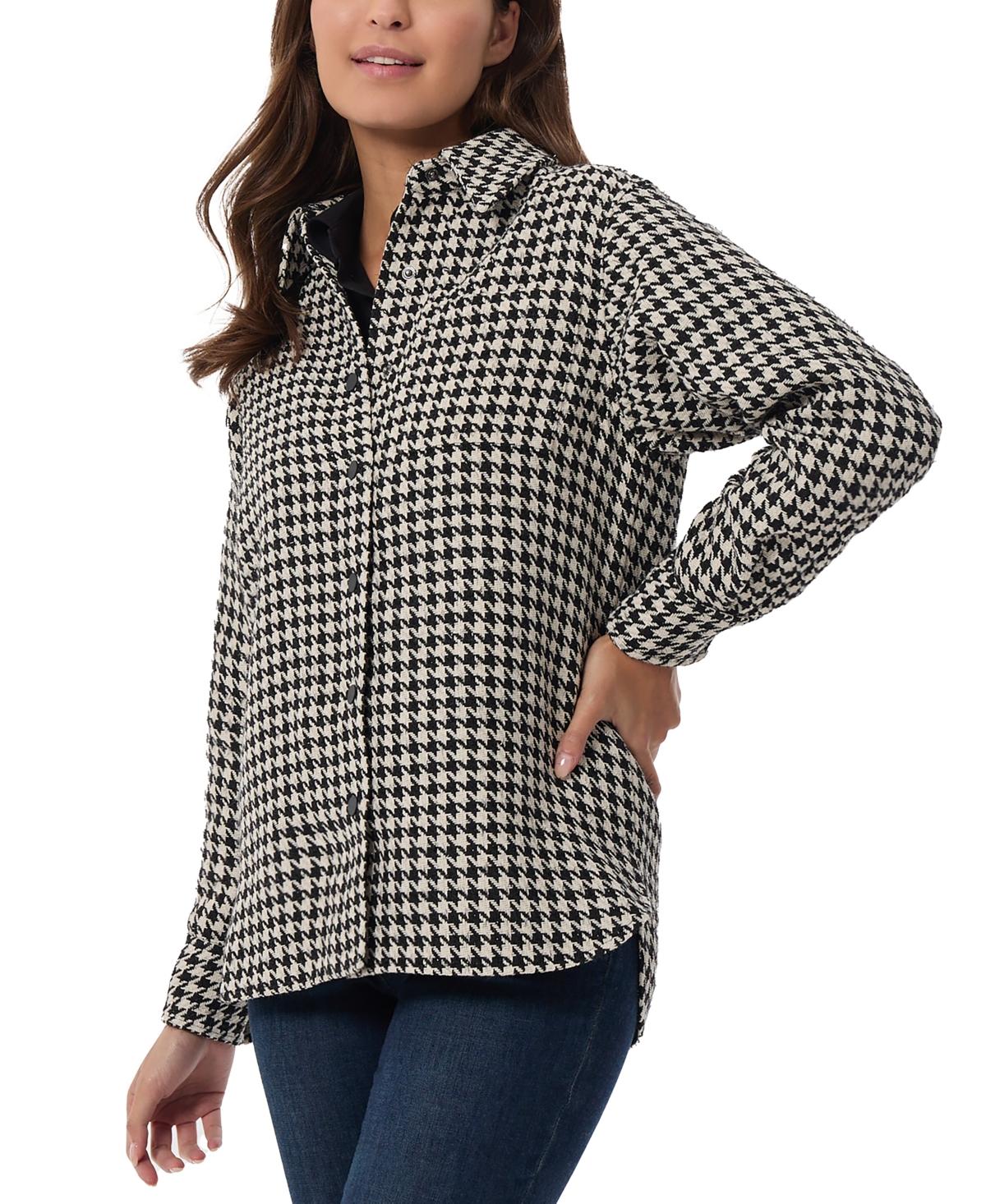 Women's Houndstooth Snap-Front Shacket