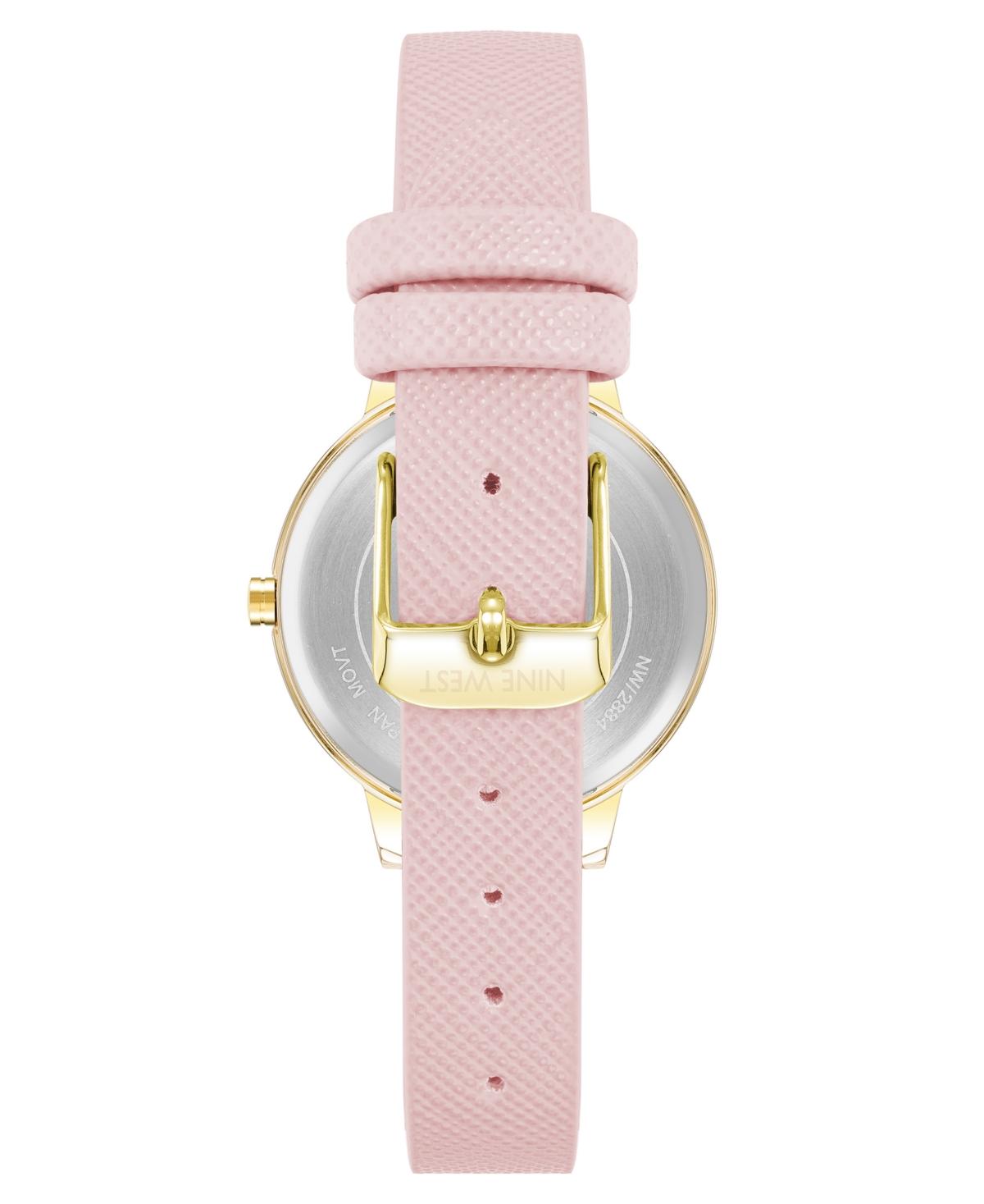 Woman's Quartz Pink Faux Leather Band and Floral Pattern Watch, 36mm