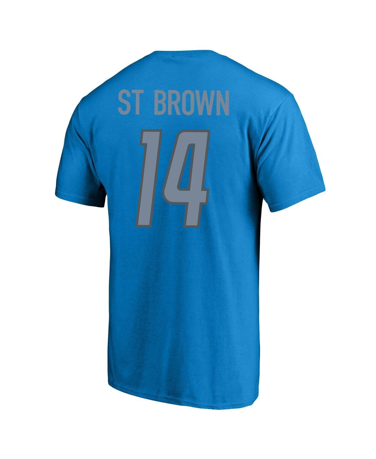 Men's Amon-Ra St. Brown Blue Detroit Lions Big and Tall Player Name and Number T-shirt