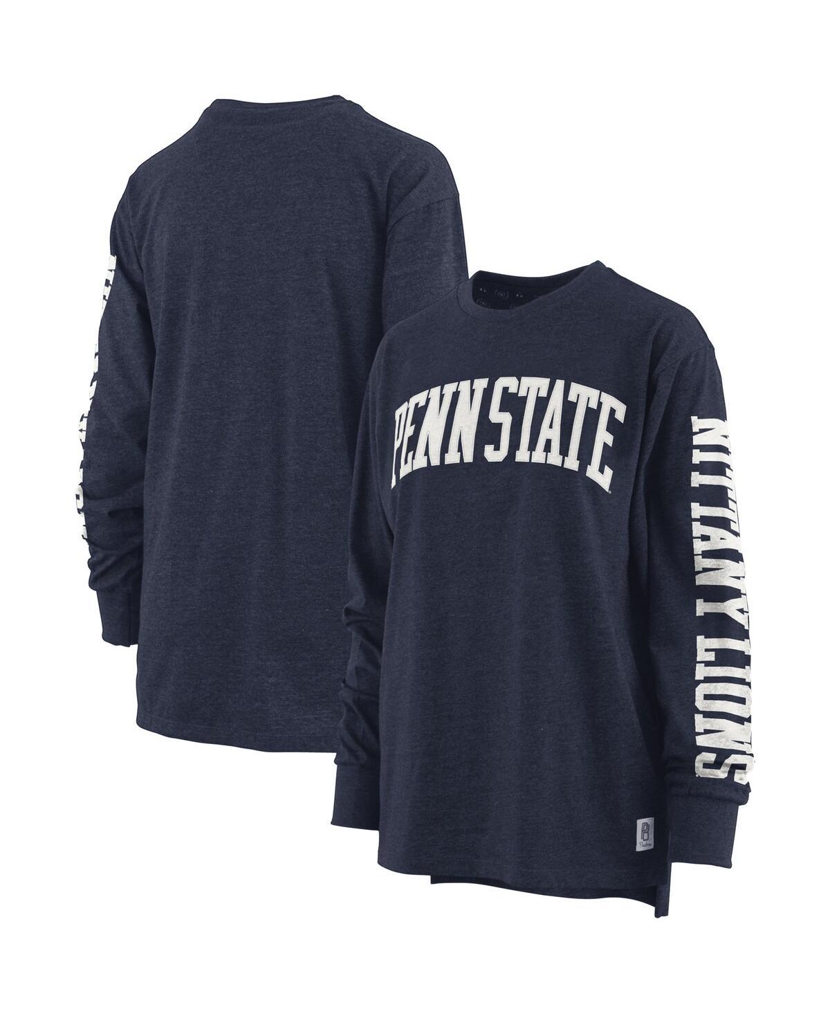 Women's Heathered Navy Penn State Nittany Lions Two-Hit Canyon Long Sleeve T-shirt