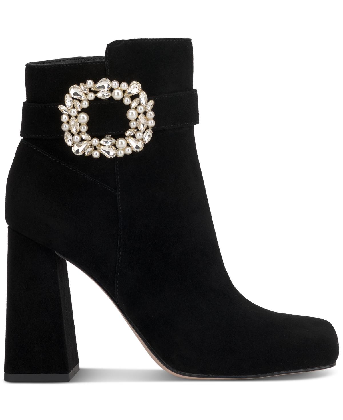 Women's Luminna Embellished Buckle Block-Heel Booties